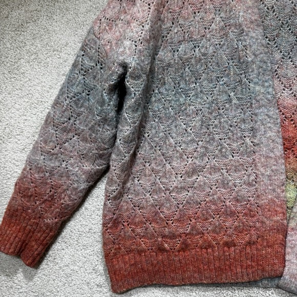 Penelope Rose Ombre Knit Open Front Cardigan Sweater XL Boho Cozy Cottagecore - Picture 7 of 13
